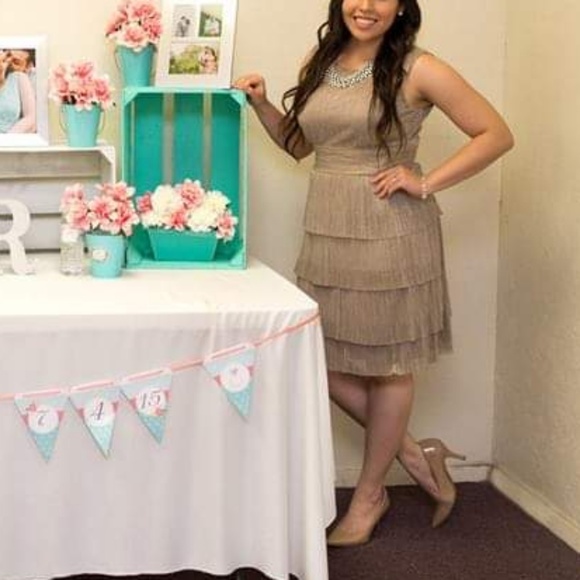 ⭐HP⭐CONNECTED APPAREL Champagne Elegant Dress - 6 - Picture 6 of 6